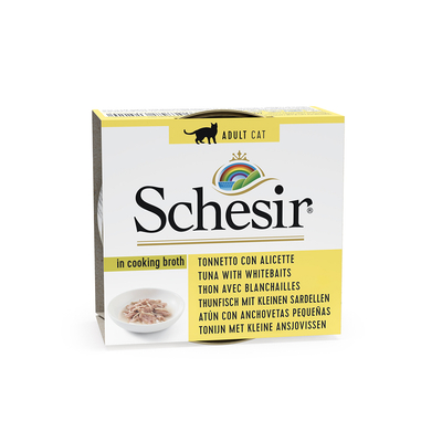 6x70g in Bouillon Tonijn met kleine Ansjovis Schesir Kattenvoer - natvoer katten