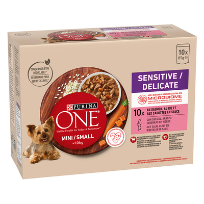 20 x 85 g PURINA ONE Mini Sensitive-Delicate Zalm hondenvoer nat - natvoer katten