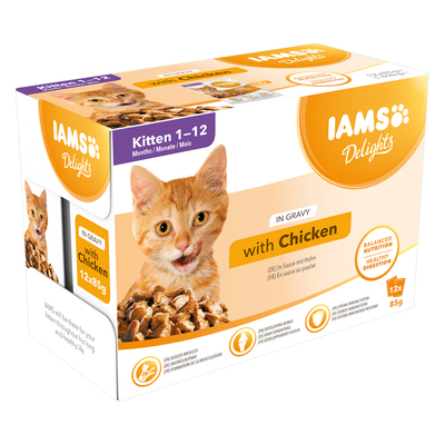 48x85g Kitten Kip in Saus IAMS Delights Kattenvoer - natvoer katten