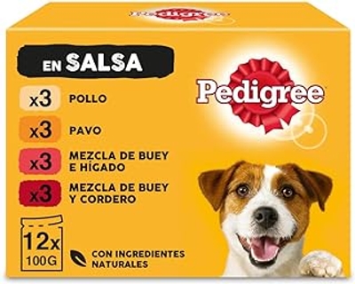 Pedigree Natvoer voor honden met gemengde smaken in saus, multipack 48 x 100 g - natvoer honden