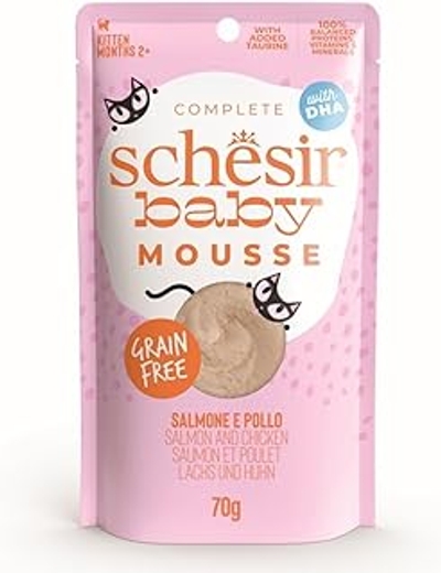 Schesir, Natvoer voor kittens, baby mousse zalm, 12 x 70 g - kattenbrokken