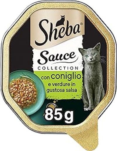 Sheba Saus Collection in saus, kattenvoer met konijn en groenten in delicate saus, 85 g - 22 kommen - natvoer katten