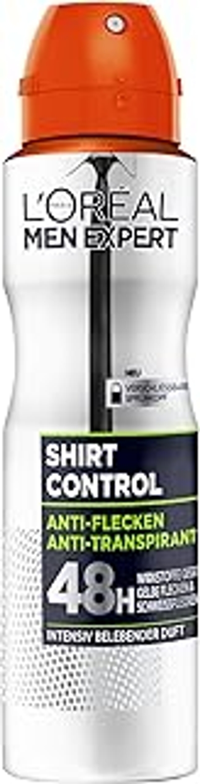 L'Oréal Men Expert Lichaamsverzorging, anti-vlekken deospray voor mannen met intens verkwikkende geur, tot 48 uur frisheid, shirt control, 6 x 150 ml