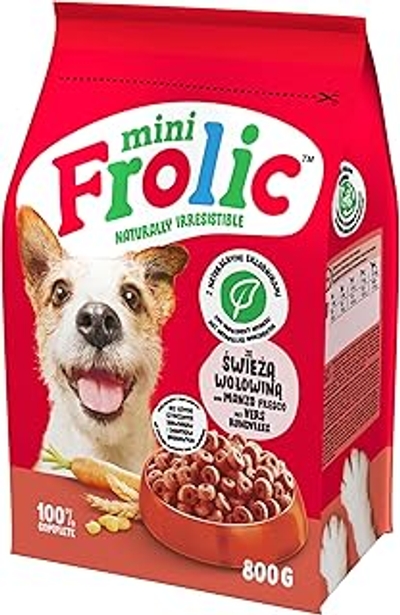 Frolic Mini-lekkernijen voor honden, rundersmaak, droogvoer, 5 zakjes à 800 g - hondenbrokken