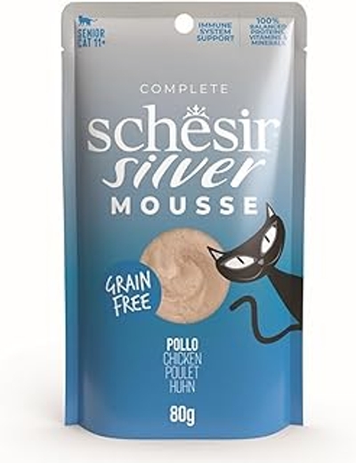Schesir, Baby natvoer compleet voor oudere katten Silver Kip Mousse 12 x 70g - natvoer katten