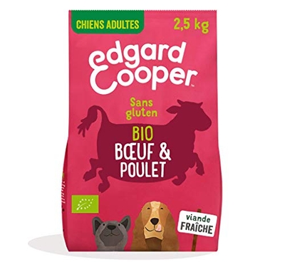 Edgard & Cooper Droogvoer voor volwassen honden, biologisch, glutenvrij, natuurlijk voer, 2,5 kg, vers biologisch rundvlees en kip, gezonde voeding, smakelijke en evenwichtige eiwitten - hondenbrokken