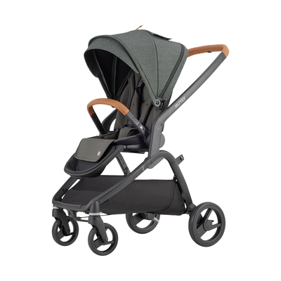 Mutsy Flow Kinderwagen - Black Frame - Urban Green / Cognac