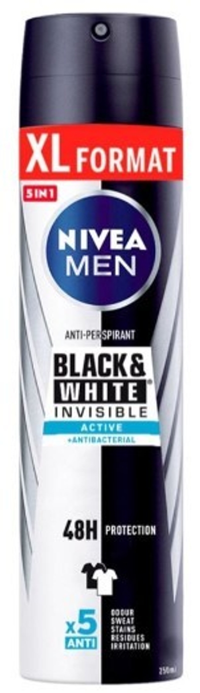 Nivea - Deospray - Men - Invisible Black & White Active - 250 ml
