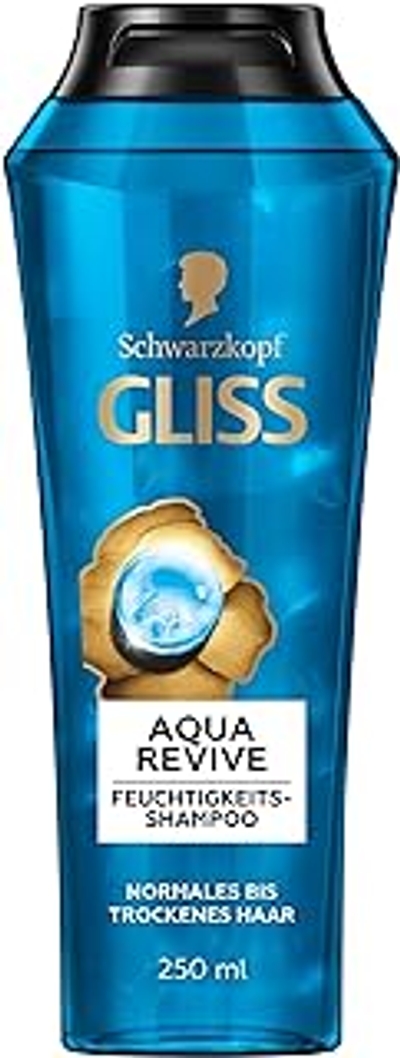 Gliss Aqua Revive Shampoo 250 ml, haarshampoo met hyaluron en zeewier, vochtinbrengende shampoo voor normaal tot droog haar