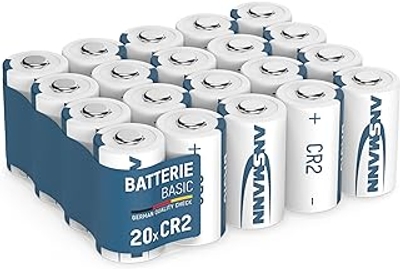 ANSMANN CR2 3 V lithiumbatterijen, 20 stuks, batterij voor camera's, flitslicht, smarthome-apparaten, fietsaccessoires, ronde cellen, hoogwaardig en krachtig
