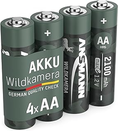 ANSMANN wilde camera oplaadbare batterij Mignon AA LR06 2100 mAh 1,2V Ni-MH, 4 stuks, oplaadbaar, voor wilde camera dier observatie nachtzicht surveillance vervangende batterij