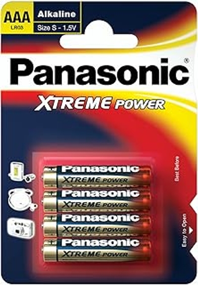 Panasonic LR03 batterijen Alkaline Xtreme Power, grootte AAA, verpakking van 4 stuks