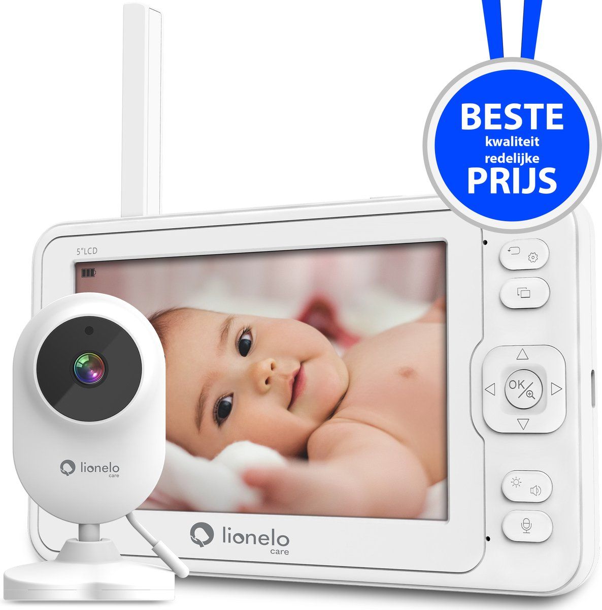 Lionelo Premium babyfoon 6.2 - Full HD Camera 5’’ - Bereik tot 200m - Baby Monitor