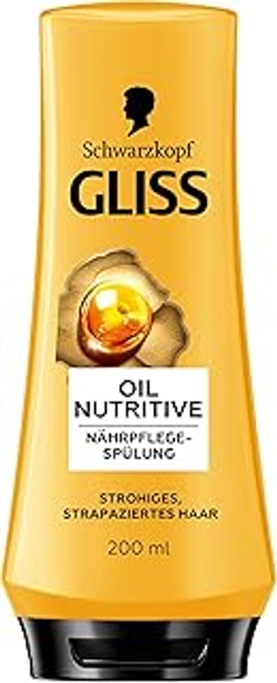 Gliss Conditioner Oil Nutritive 200 ml, haarspoeling voedt strochtig, beschadigd haar intensief, verzorgende spoeling zorgt voor perfecte kambaarheid