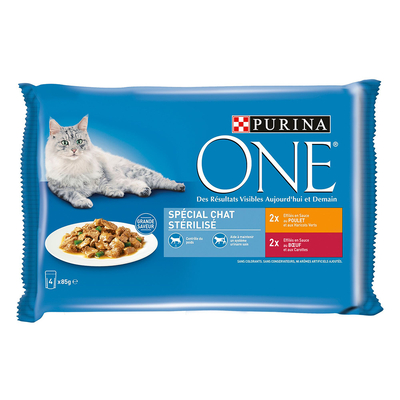 Purina One 12 x 85 g Voordeelpakket Kattenvoer - Sterilcat Kip en Rundvlees - natvoer katten