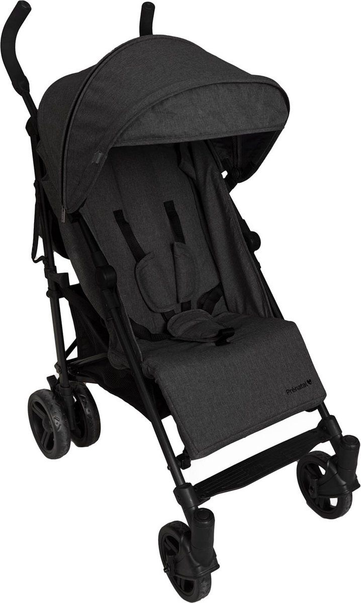 Prénatal Luxe Buggy – Buggy met Boodschappenmand en XL Zonneklep - Verstelbare Wandelwagen – Inklapbaar met 1 Hand - Plooibuggy Zwart