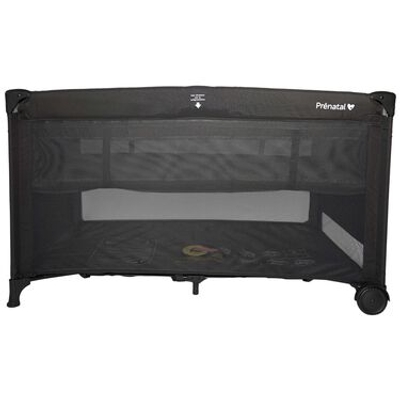 Prénatal campingbed Sinne - Inklapbaar reisbedje - Met bodemverhoger en kruipluik - Inclusief draagtas - Zwart - 60 x 120 cm