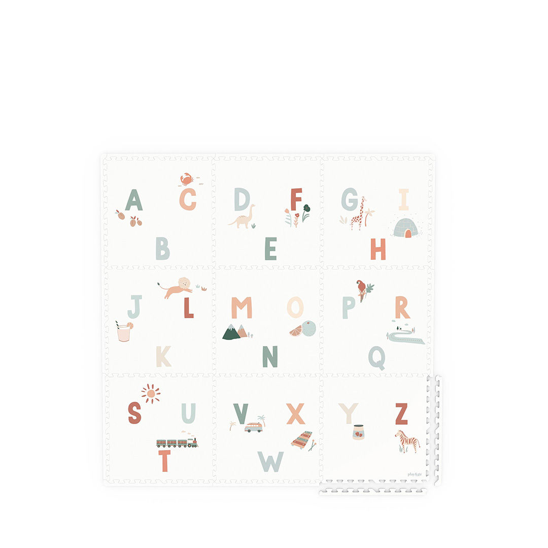 Play&Go EEVAA 2-in-1 omkeerbare puzzel speelmat en opbergdoos Alphabet/Terrazzo (180x180cm - 9 tegels)