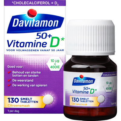Davitamon Vitamine D 50+ Smelttabletten Citroensmaak