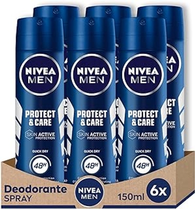 NIVEA Men Protect & Care Deodorantspray, verpakking van 6 stuks 6 x 150 ml