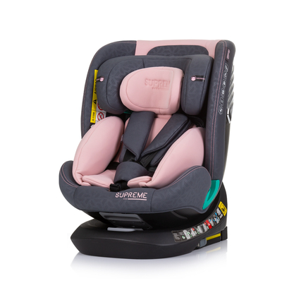 Chipolino Supreme Flamingo I-Size Autostoel - Geschikt vanaf de geboorte tot 135 cm - 360° draaibare zitting