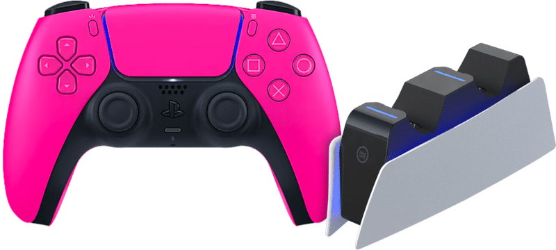 Sony PlayStation 5 DualSense draadloze controller Nova Pink + BlueBuilt oplaadstation