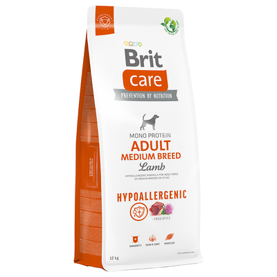 Dubbelpak: 2x12kg Brit Care Dog Hypoallergenic Adult Medium Breed Lam & Rijst Hondenvoer Droog - hondenbrokken