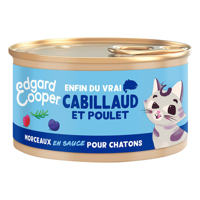 6x85g Edgard & Cooper Kitten Brokken in graanvrije sauce kabeljauw. kip - Kattenvoer - natvoer katten