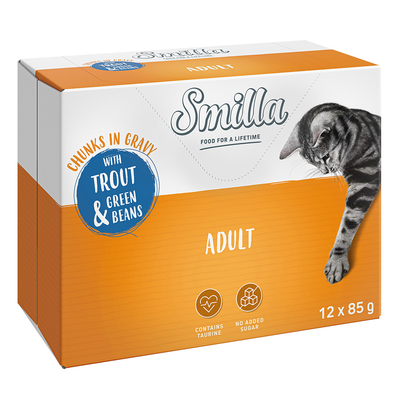 Smilla Adult Hapjes met Groenten 12 x 85 g - met forel en sperziebonen - natvoer katten