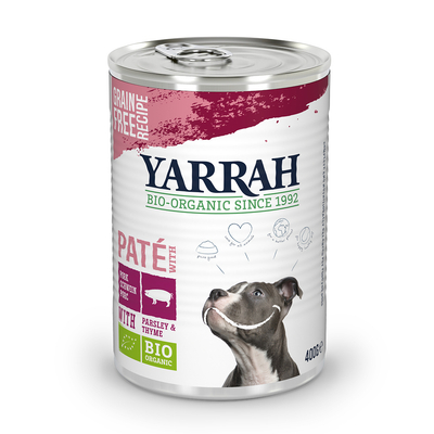 12x400g Bio Paté met Varken Graanvrij Yarrah Hondenvoer - natvoer honden