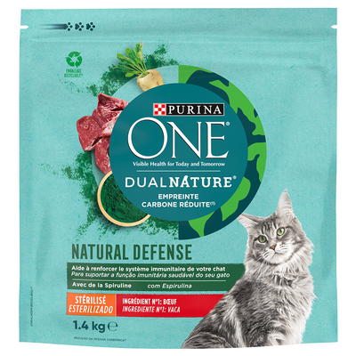 3x1.4kg Dual Nature Sterilized Rund met Spirulina Purina One Kattenvoer - kattenbrokken