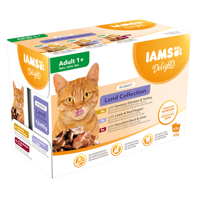 24x85g Land Mix in Saus IAMS Delights Kattenvoer - natvoer katten