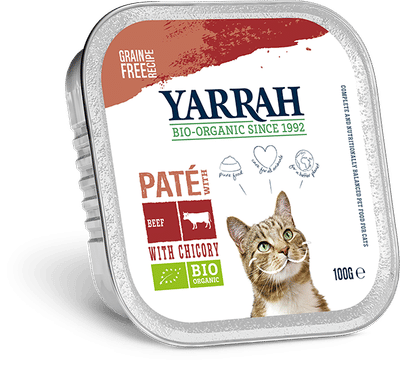 Yarrah natvoer kat kuipje pate graanvrij bio rund 16x100gr - natvoer katten