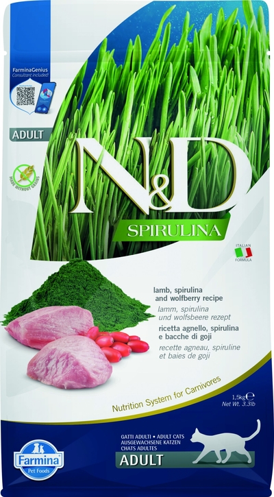 N&D Spirulina kattenvoeding Lam 1,5 kg - kattenbrokken