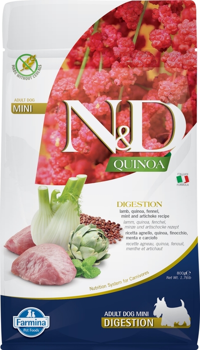 Farmina N&D Hond Quinoa Digestion Lam Adult Mini 800 gr hondenbrokken