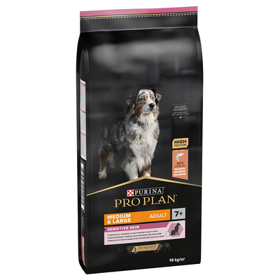 2x14kg Medium & Large Adult 7+ Optiderma Zalm & Rijst Pro Plan Hondenvoer - hondenbrokken