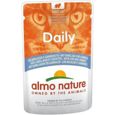 Almo Nature Daily met kabeljauw en garnalen natvoer kat (70 g) 60 x 70 g- natvoer katten