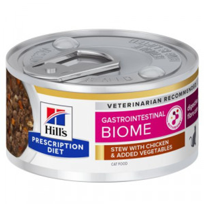 Hill's Prescription Diet Gastrointestinal Biome stoofpotje kat met kip & groenten blik 2 trays (48 x 82 g)- natvoer katten