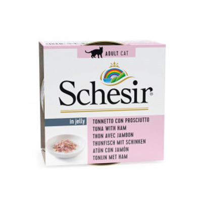 Schesir Tonijn met ham 2 trays (28 x 85 g)- natvoer katten
