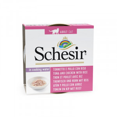 Schesir Natural Style tonijn, kip met rijst natvoer kat (blikjes 85 g) 4 trays (56 x 85 g)- natvoer katten