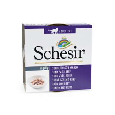Schesir tonijn met rund natvoer kat 4 trays (56 x 85 g)- natvoer katten