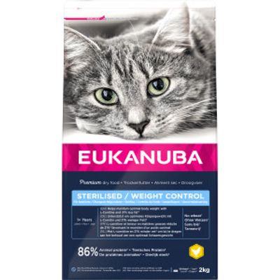 Eukanuba Adult Sterilised/Weight Control kip kattenvoer 2 x 2 kg - kattenbrokken
