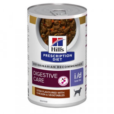 Hill's Prescription Diet I/D Low Fat Digestive Care stoofpotje voor hond met kipsmaak & groenten blik 2 trays (24 x 354 g) - natvoer honden - hondenbrokken - natvoer honden