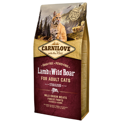 Carnilove Lamb & Wild Boar for Adult Cats Sterilised Kattenvoer - 2 x 6 kg - kattenbrokken