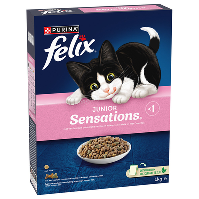 4x1kg Felix Junior Sensations droogvoer voor katten - kattenbrokken