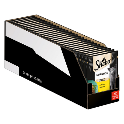 56 x 85 g Megapack Sheba Varianten Maaltijdzakjes Selection in Saus met Kip Kattenvoer Nat - natvoer katten