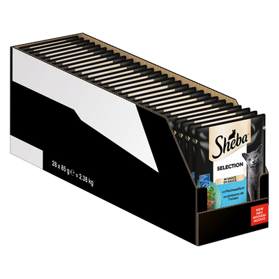 56 x 85 g Megapack Sheba Varianten Maaltijdzakjes Selection in Saus met Zeevis nat kattenvoer - natvoer katten