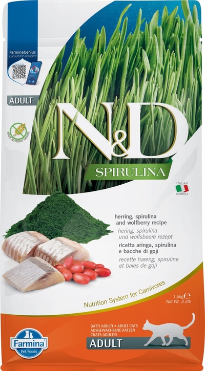 N&D Spirulina kattenvoeding Haring 1,5 kg - kattenbrokken