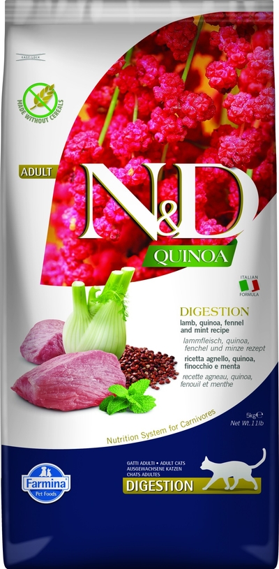 N&D Quinoa kattenvoeding Digestion Lam 5 kg. - kattenbrokken