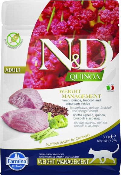 N&D Quinoa kattenvoeding Weight Management Lam 300 gr. kattenbrokken